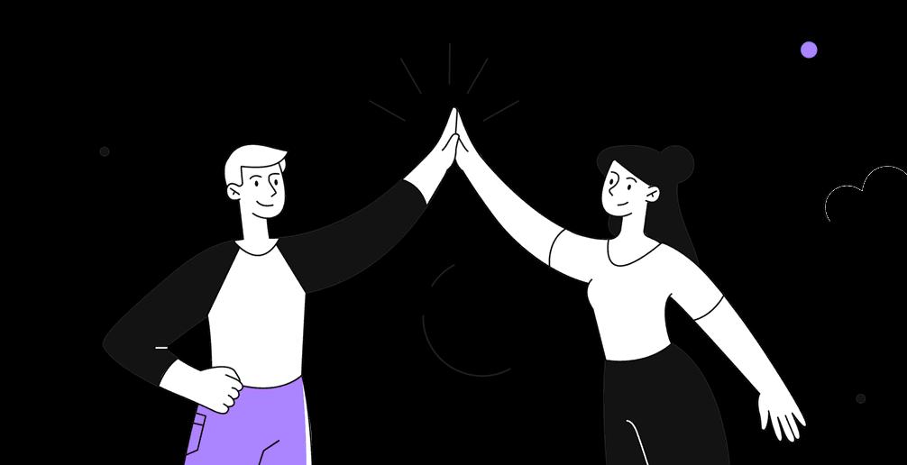 Line art illustration of two people giving a high five